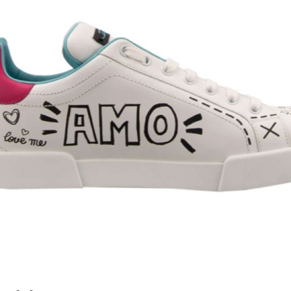 Dolce & Gabbana Love Graphic Sneakers - White and Red - Picture 4 of 12